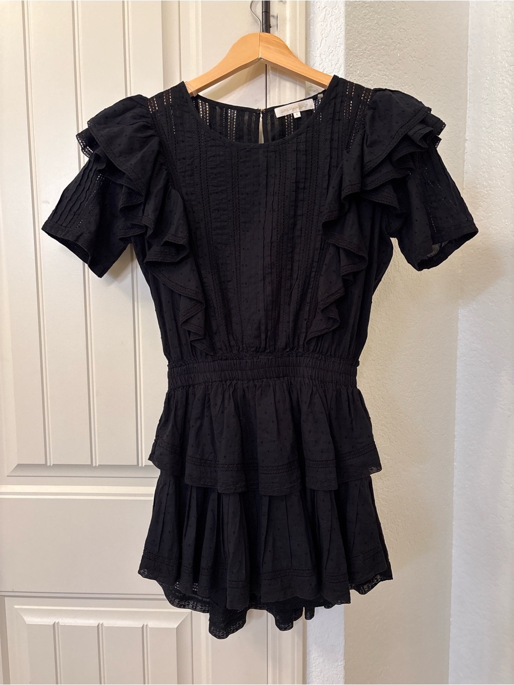 LoveShackFancy Black Eyelet Sleeveless Top